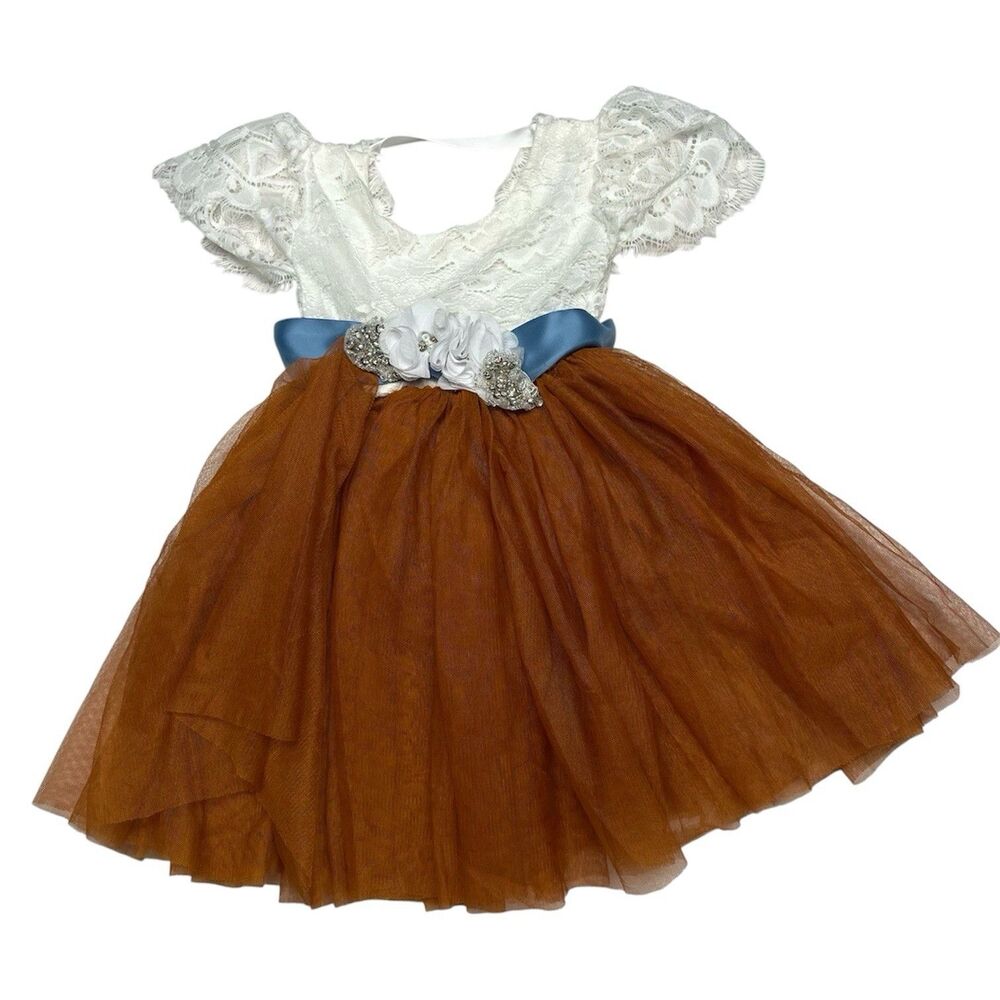Toddler Flower Girl Dress White Blue Orange Flower Girl Tutu 12M